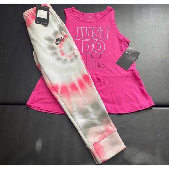 NWT Nike Tie Dye Jogger & Peplum Tank Set Girls Size 6